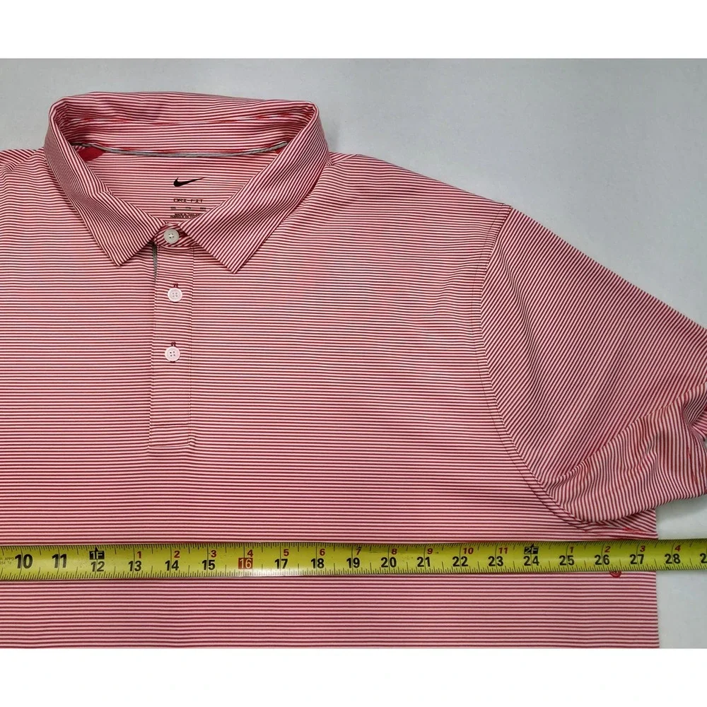 Nike Polo Shirt Mens 2XL Flamingo Pink‎ Dri Fit Vented Metal Logo Limited Use